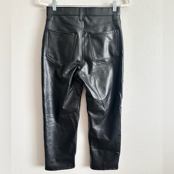NEW Abercrombie & Fitch The Ankle Straight Vegan Leather Pants Size 28/6 Short - Picture 11 of 11